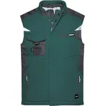 James&Nicholson Pánská softshellová vesta JN825 Dark Green-Black L