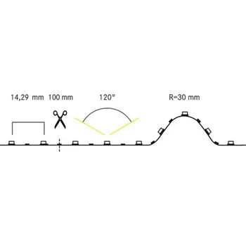 Lampička BRUMBERG QualityFlex sada LED pásků 5m 24W 2 700K - Rozteč 10 cm; rozteč LED 14,29 mm; napájecí jednotka - délka 12,6 cm, šířka 4,3 cm, výška 2,2 cm bílá LED 24 W celkem - Doprava zdarma