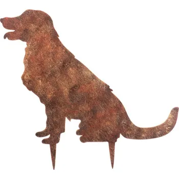 Pes kovový - zápich do zahrady, barva měďěná-antik Barva: Měděná
