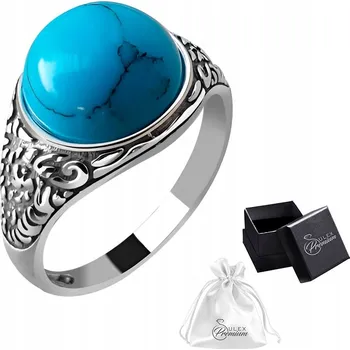 Prsten Prstýnek stříbrný ryzost 925 Stylový Klasický Prstýnek s TYRKYSOM | vel. 16