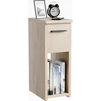 Noční stolek NOČNÍ STOLEK ÚZKÝ SKANDINÁVSKÝ DUB TORRO 20x30 CM SE ZÁSUVKOU A POLICÍ