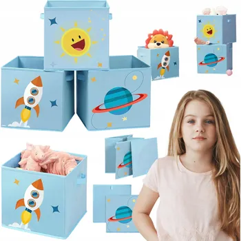 Úložný box Pudelka na zabawki materiałowe 3ks Skládací organizér na hračky na poličku