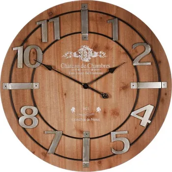 Hodiny Hodiny nástěnné - pr. 68 cm, MDF s imitací dýhy, kovové číslice Barva: Hnědá