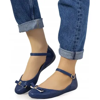 Dámské baleríny Dámské baleríny tmavě modré gumové s mašlí a zapínáním 14883 velikost 37