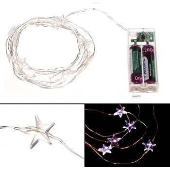 Vánoční dekorace Řetěz s LED světýlky - časovač, hvězdičky, studená bílá barva, 2 m/20 LED Barva: bílá