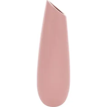 Váza Lesklá růžová keramická váza - špičatá a zaoblená, originální dekorace Barva: Růžová