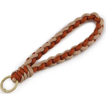 Splétaný přívěsek / klíčenka s karabinou - 5 hnědá béžová