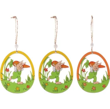 Velikonoční dekorace Závěsné velikonoční vajíčko se zajíčkem, mix 2 barev, 2 ks Barva: Zelená