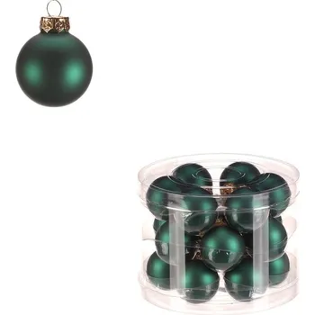 Vánoční dekorace Kulaté skleněné ozdoby - pr. 4 cm, tm. zelené, cena za balení (18 ks) Barva: Zelená