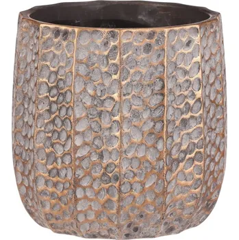 Obal na květináč Obal na květiny - beton, svislé hrany, šedý Barva: Zlatá