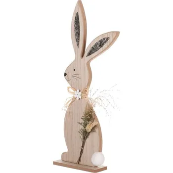 Velikonoční dekorace Dřevěný velikonoční zajíc L - veselá jarní dekorace v přírodním stylu Barva: Přírodní
