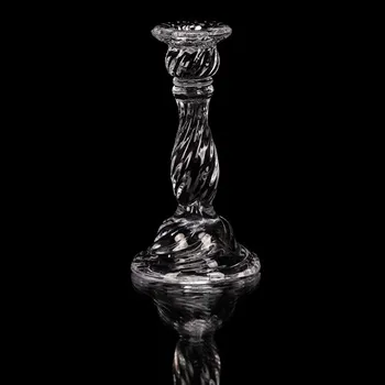 Svícen Elegantní čirý skleněný svícen na kónickou svíčku, 20 cm Barva: Přírodní