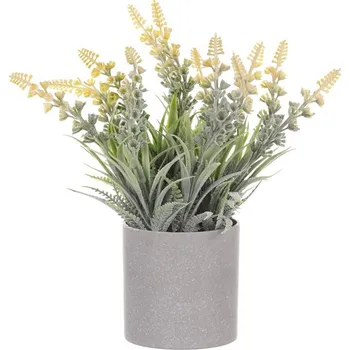 umělá květina Vřes v šedém obalu - umělý, barva krémová Barva: Žlutá