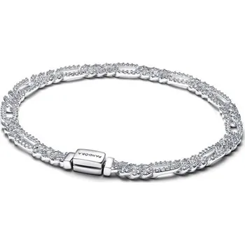 Náramek Náramek PANDORA Oválný kubánský řetízek s čirými zirkony 16 cm 594227C01-16