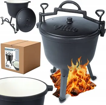 Hrnec Litinový smaltovaný kotlík na nožičkách 10l s poklicí CAST LINE