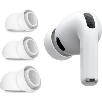 Příslušenství pro sluchátka Techsuit – (balení 3 ks) náhradní špunty AirVibe (ET2) – pro Apple AirPods Pro 3, prémiový silikon XS, S, L velikosti – bílé