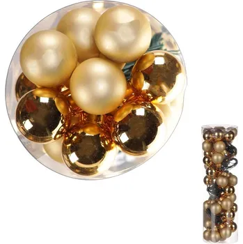 Vánoce Zlaté skleněné ozdoby - kulaté, pr. 2 cm, matné a lesklé, 48 ks Barva: Zlatá