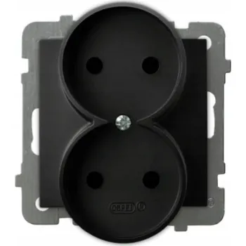 Elektrická zásuvka Ospel AS černá - dvojitá zásuvka do rámečku GP-2GR/m/33
