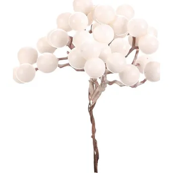 umělá květina Oranžové umělé bobule na drátku, 24 ks - podzimní dekorace Barva: bílá