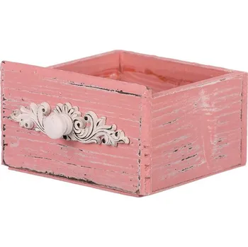 Obal na květináč Obal na květiny, dřevěný - tvar šuplíku, růžový Barva: Růžová