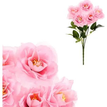 umělá květina Umělá kytice Růže, 5 meruňkových květů, dekorace bez údržby Barva: Růžová