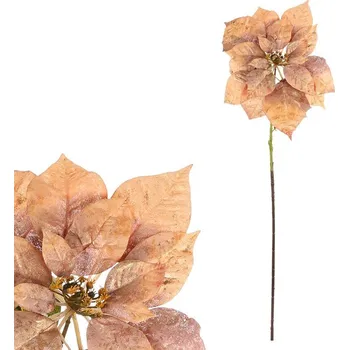 umělá květina Umělá vánoční růže bordó s pozlacenými listy - trvalá dekorace Barva: Zlatá