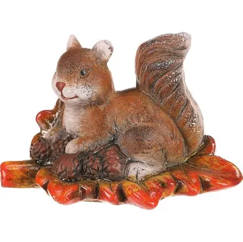 Veverka se šiškami na listu - keramická dekorace Barva: Hnědá