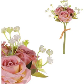 umělá květina Umělá kytice růžiček meruňková, svazek, věčná dekorace do interiéru Barva: Růžová