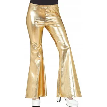 Dámské legíny Elastické kalhoty zlaté lesklé L 42-44