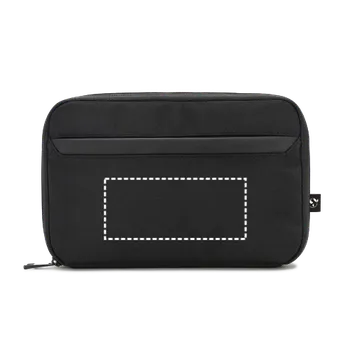 YANGON. Prostorná organizační taška na technické příslušenství z kepru s vodoodpudivou úpravou a recyklovaného polyesteru 600D 200 Prostřední kapsa, 140 x 60 Transfer, 1 barva