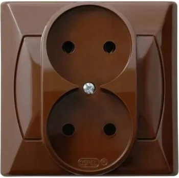 Elektrická zásuvka Dvojitá zásuvka hnědá GP-2A/24 Ospel Akcent