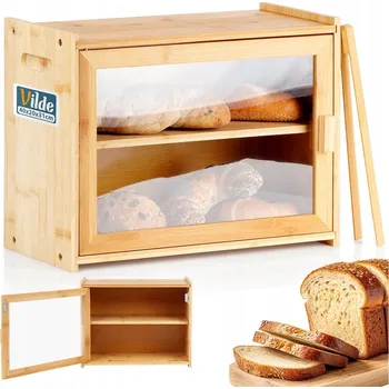 Dvoupatrový chlebník s policí a kleštěmi VILDE 40x20x31 cm