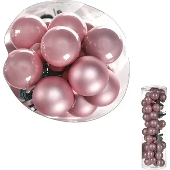 Vánoční dekorace Růžové skleněné vánoční ozdoby pr. 2 cm, 48 ks - lesklé a matné Barva: Růžová