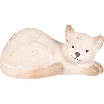 Kočka keramická - střední, barva světle béžová Barva: Béžová