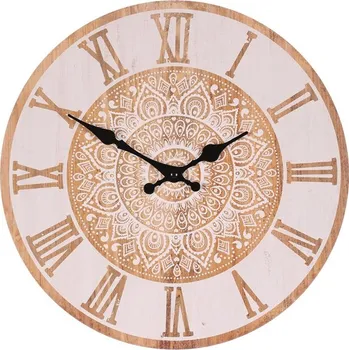 Hodiny Hodiny nástěnné - pr. 34 cm, MDF, motiv mandaly Barva: Hnědá