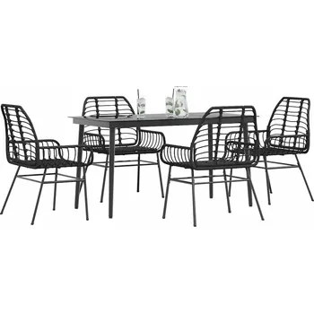 Zahradní sestava vidaXL 5dílný zahradní jídelní set polyratan sklo [3334438] Barva: Černá