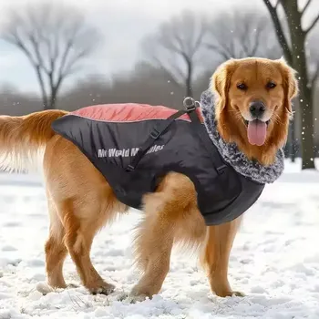 Obleček pro psa Zimní bunda pro psy s postrojem – teplá zimní bunda pro střední a velké psy - 4XL