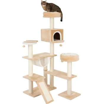 Perníkový Domeček s Žebříkem Velké Škrabadlo pro kočky Béžový 165x86x98cm VELKÝ