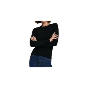 Dámský svetr ČERNÝ KLASICKÝ JEDNODUCHÝ SVETR PLETENÝ SLIM FIT OZDOBNÉ KNOFLÍKY XS