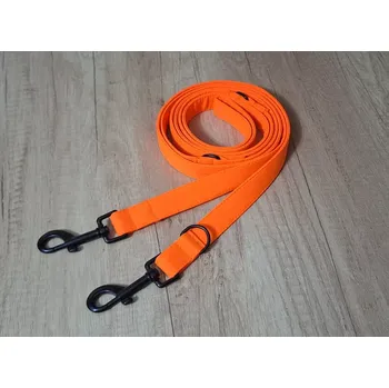 Vodítko pro psa Přepínací vodítko pro střední plemena Soft - NEON ORANŽOVÁ, 20 mm, 2,5 m, Karabiny 82 mm - pro střední plemena - pochromováno