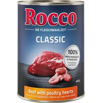 Krmivo pro psa Rocco Classic hovězí s drůbežími srdíčky 400g pro psy