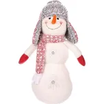 Bílý látkový sněhulák s LED hvězdami - vánoční dekorace 50 cm Barva: Vícebarevná