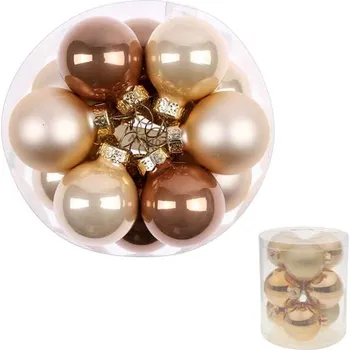 Vánoční dekorace Ozdoby skleněné - pr. 7 cm, karamelovo-krémové, cena za balení (9 ks) Barva: Měděná