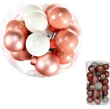 Vánoční dekorace Ozdoby skleněné - pr. 2,5 cm, meruňkovo-bílé, cena za balení (36 ks) Barva: Vícebarevná