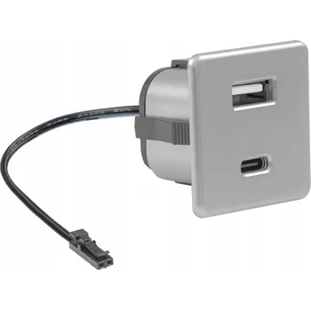 Elektrická zásuvka USB zásuvka do desky stolu Furnika stříbrná