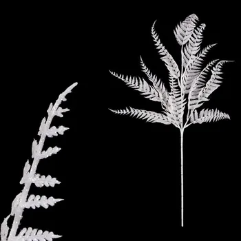 umělá květina Kapradí - umělá větev, bílá se třpytkami Barva: bílá