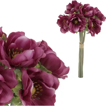 umělá květina Sasanka - umělá kytice, 6 květů, barva tmavě fialová Barva: Fialová