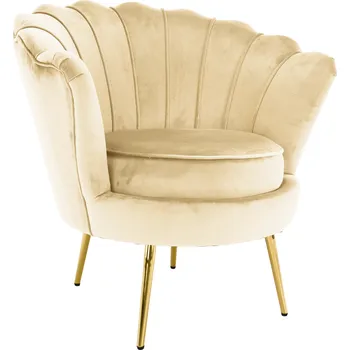 Křeslo Tempo Kondela Křeslo ve stylu Art-deco, béžová Velvet látka/gold chrom zlatý, NOBLEO