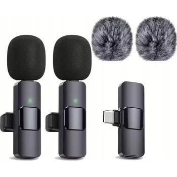 Mikrofon Mini 2x Mikrofon s klipem Bezdrátový BT pro TikTok, Vlogy, YT Youtubery