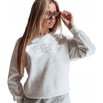 Pánská mikina Mikina s výšivkou, volná, bez kapuce, šedá BY1517